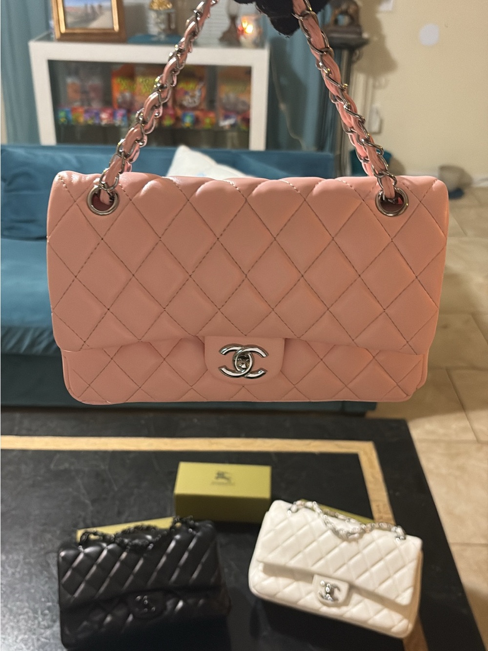 Quilted Flap Shoulder Bag in Blush Pink - Picture 1 of 1